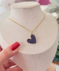 20033 - Collar armado corazon esmaltado negro