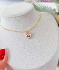 20084 - Collar armado rojo corazon ojo turco