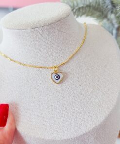 20084-2 Collar armado negro corazon ojo turco