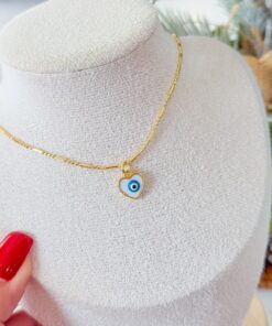 20084-1 Collar armado azul corazon ojo turco