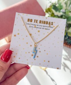 20168-4 Collar armado rayo esmaltado con cristales azul claro