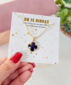 20078-3 Collar armado trebol negro