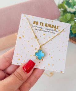 20078-4 Collar armado trebol azul