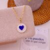20347-1 Collar armado circulo blanco corazon esmaltado azul