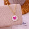 20347 - Collar armado circulo blanco corazon esmaltado fucsia
