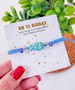 41020-3 Pulsera hilo pez azul claro