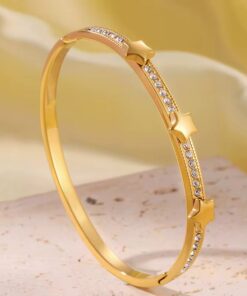 41129 - Pulsera acero dorado estrella con cristales