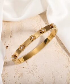 41103 - Pulsera acero con flores cristal