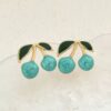 80112 - Zarcillos Acero Cereza Turquesa esmaltado