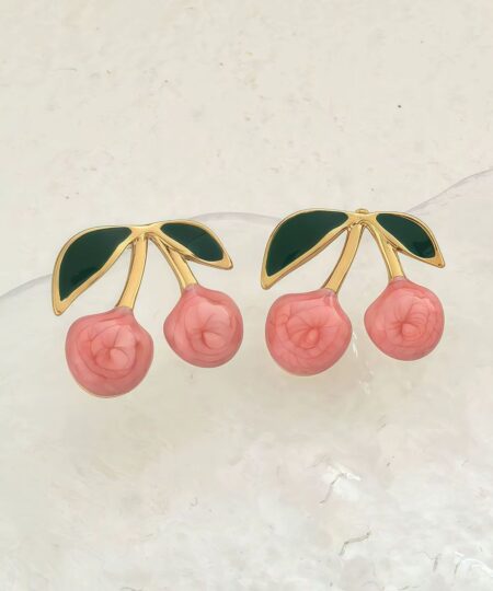 80112-2 Zarcillos Acero Cereza melon esmaltado