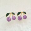 80112-5 Zarcillos Acero Cereza morado esmaltado