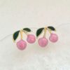 80112 Zarcillos Acero Cereza rosado esmaltado