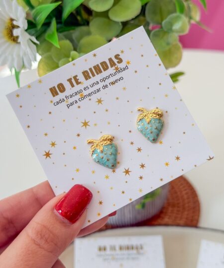 80113-1 Zarcillos Acero fresa Turquesa esmaltado