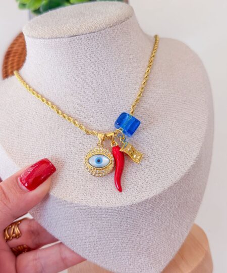 21025-1 Collar armado san francisco ojo aji billete azul claro