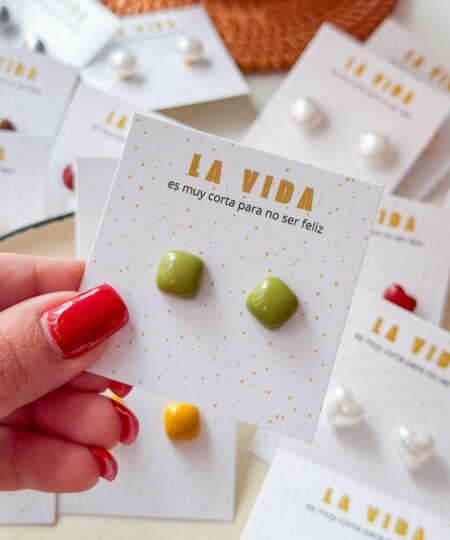 80177-1 Zarcillos Acrilico cuadrado verde