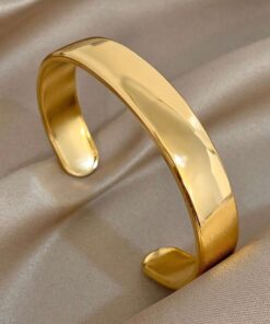 41163-1 Pulsera acero dorada lisa abierta