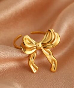 30108 - Anillo Acero lazo dorado