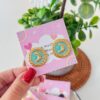 80087-2 Zarcillos acero Luna turquesa esmaltada