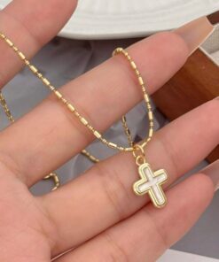 Alternative view of 21038 - Collar armado cruz esmaltada blanca