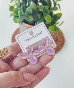 80378 - Zarcillos acero flor morado