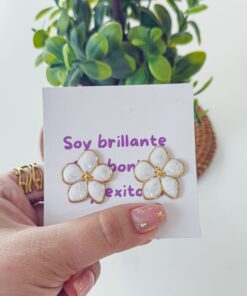 80377 - Zarcillos acero flor blanca