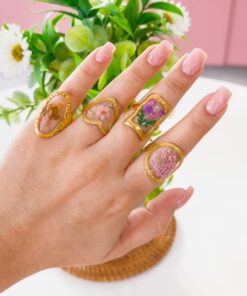 Alternative view of 30139 - Anillo Acero dorado figura arbol