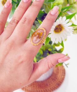 30139 - Anillo Acero dorado figura arbol