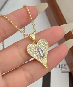 21036 - Collar armado balines corazón virgen maria