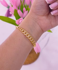 41162 - Pulsera acero dorada con cristales