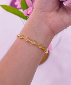 41161 - Pulsera acero dorada con cristales