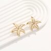 80034-3 Zarcillos acero estrella marBlanco esmaltado