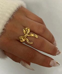 30108 - Anillo Acero lazo dorado