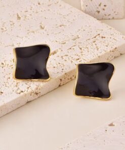 80172-1 Zarcillos acero esmaltado negro cuadro