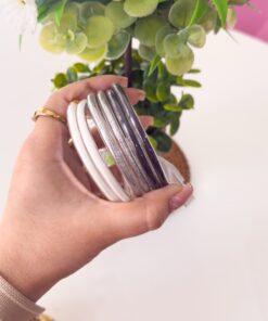 40205 - Set 6 pulseras blanco gris negro