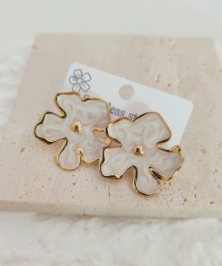 80087-1 Zarcillos acero flor esmaltada