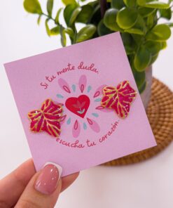 80048 - Zarcillos esmaltado hoja roja