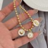 41165 - Pulsera balines corazon cruz virgen blanca