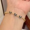 41173-1 Pulsera balines triple corazon Azul Marino