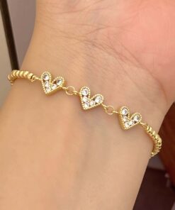 41173-4 Pulsera balines triple corazon blanco