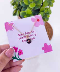 20019 - Collar armado circulo negro con punto rojo