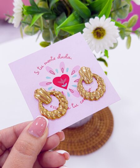 80013 - Zarcillos acero dorado