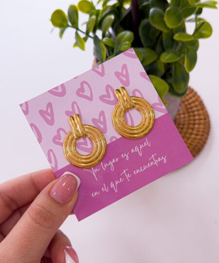 80015 - Zarcillos acero dorado