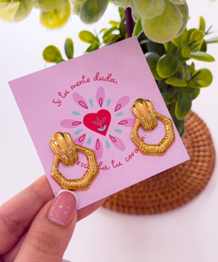 80018 - Zarcillos acero dorado