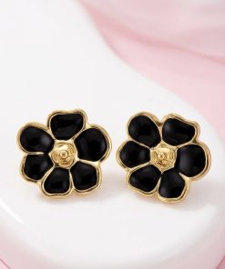 80143-3 Zarcillos acero flor rosa