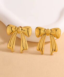 80132 - Zarcillos acero dorado lazo largo