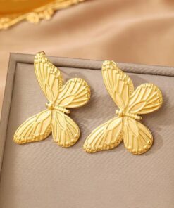 80133 - Zarcillos acero dorado libelula