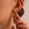 80134 - Zarcillos acero dorado espiral