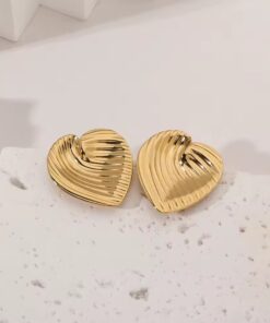 80140 - Zarcillos acero dorado corazon