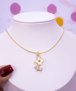 20017 - Collar armado flor blanca