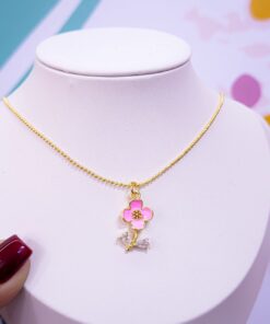 20020 - Collar armado flor rosado